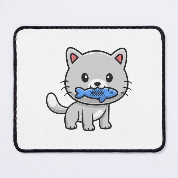 Item preview, Cute Gray Cat Holding Fish in Mouth designed and sold by shalbmv.