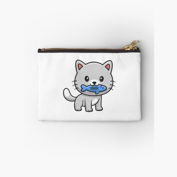 Item preview, Cute Gray Cat Holding Fish in Mouth designed and sold by shalbmv.