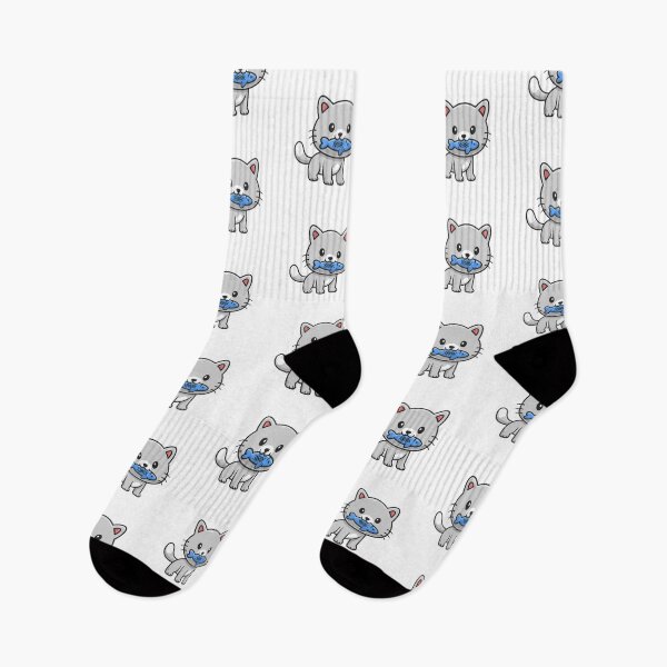 Item preview, Cute Gray Cat Holding Fish in Mouth designed and sold by shalbmv.