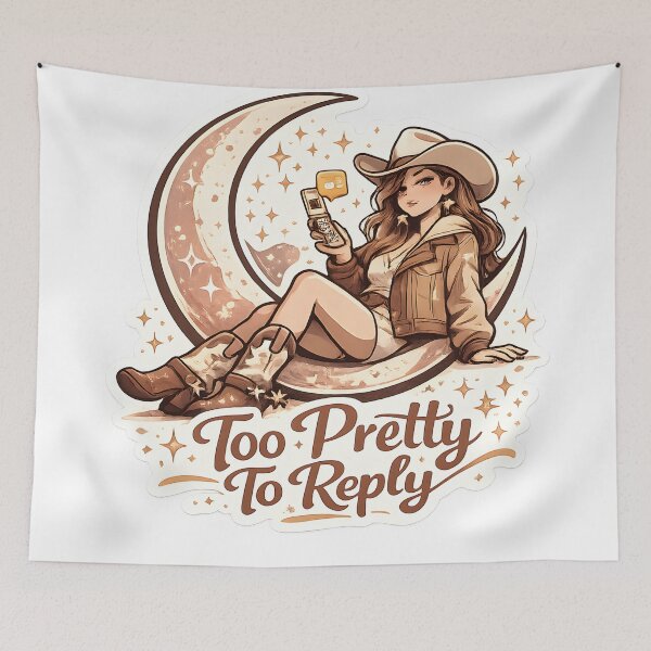 Item preview, Too Pretty To Reply Retro Cosmic Cowgirl Feminine Western Aesthetic designed and sold by StickyGuys.