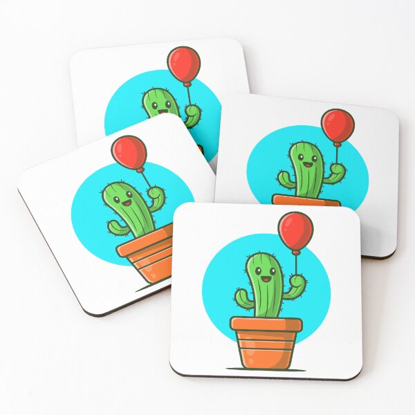 Item preview, Cute Happy Cactus Holding Red Balloon designed and sold by shalbmv.