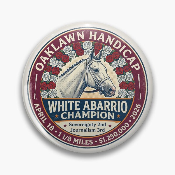Item preview, White Abarrio 2026 Oaklawn Handicap Champion horse racing apparel designed and sold by Ginny Luttrell.
