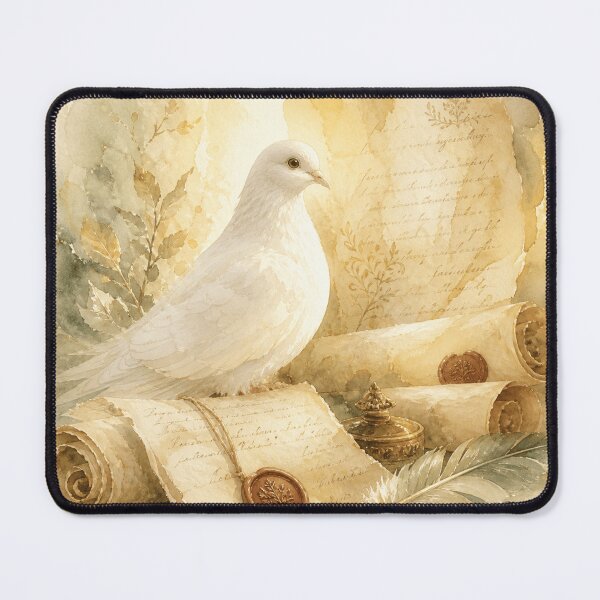 Item preview, Philosopher’s Dove Among Ancient Scrolls designed and sold by WaterBirdArt.