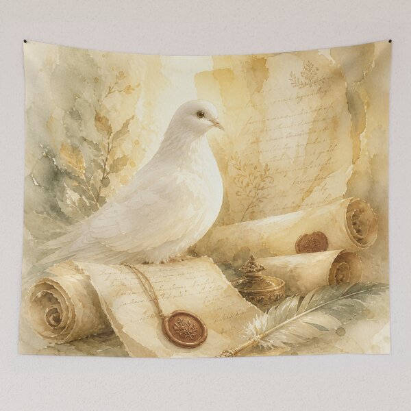 Item preview, Philosopher’s Dove Among Ancient Scrolls designed and sold by WaterBirdArt.
