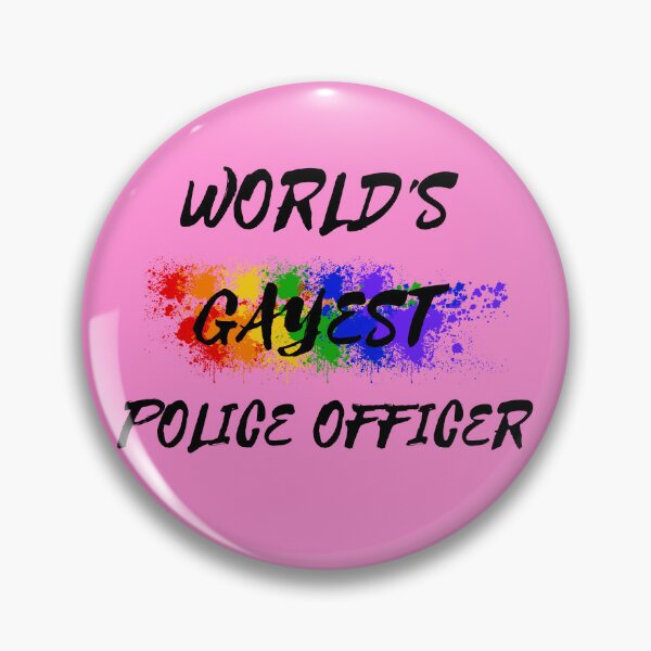 Item preview, World's Gayest Police Officer Gay Joke With Rainbow Colors For Pride Month In Pink designed and sold by LuckyKermit.