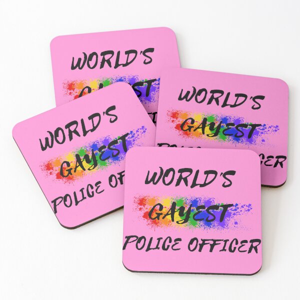 Item preview, World's Gayest Police Officer Gay Joke With Rainbow Colors For Pride Month In Pink designed and sold by LuckyKermit.