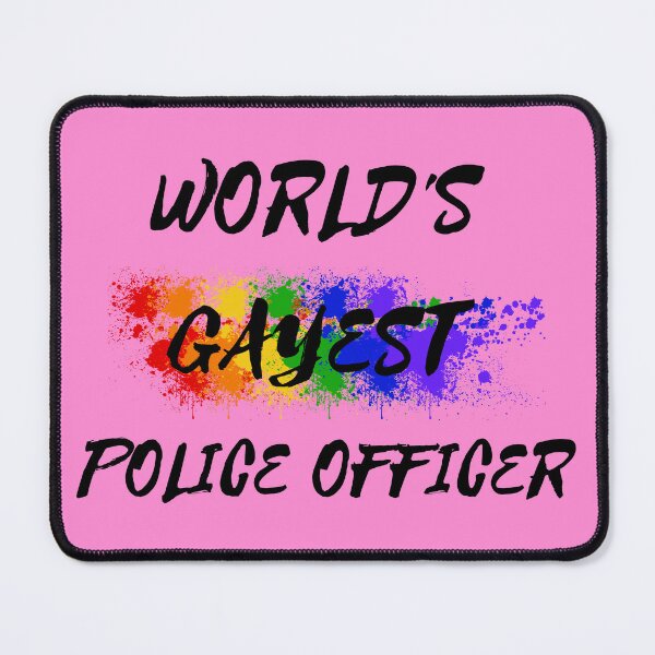 Item preview, World's Gayest Police Officer Gay Joke With Rainbow Colors For Pride Month In Pink designed and sold by LuckyKermit.