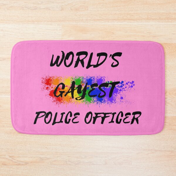 Item preview, World's Gayest Police Officer Gay Joke With Rainbow Colors For Pride Month In Pink designed and sold by LuckyKermit.