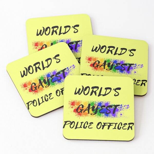 Item preview, World's Gayest Police Officer Gay Joke With Rainbow Colors For Pride Month In Yellow designed and sold by LuckyKermit.