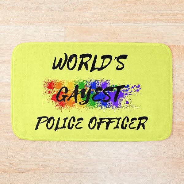Item preview, World's Gayest Police Officer Gay Joke With Rainbow Colors For Pride Month In Yellow designed and sold by LuckyKermit.