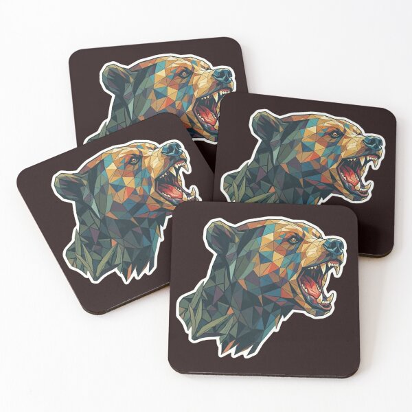 Item preview, Colorful Polygon Bear Head Vector Sticker Tags designed and sold by unboxedbyJuls.