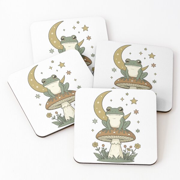 Item preview, Cute Frog on Mushroom Under Moonlight designed and sold by CutOutIdols.
