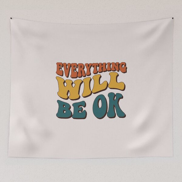 Item preview, Everything Will Be OK Retro Vintage Typography – Positive Affirmation Aesthetic Design. designed and sold by UniqueArtsOnly.