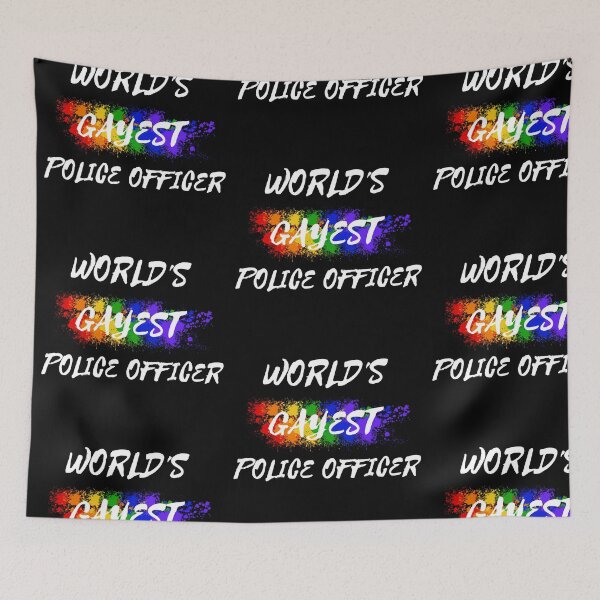 Item preview, World's Gayest Police Officer Gay Joke With Rainbow Colors For Pride Month In Black designed and sold by LuckyKermit.