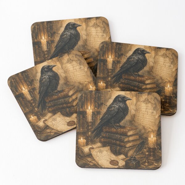 Item preview, Raven Librarian in Candlelit Study designed and sold by WaterBirdArt.
