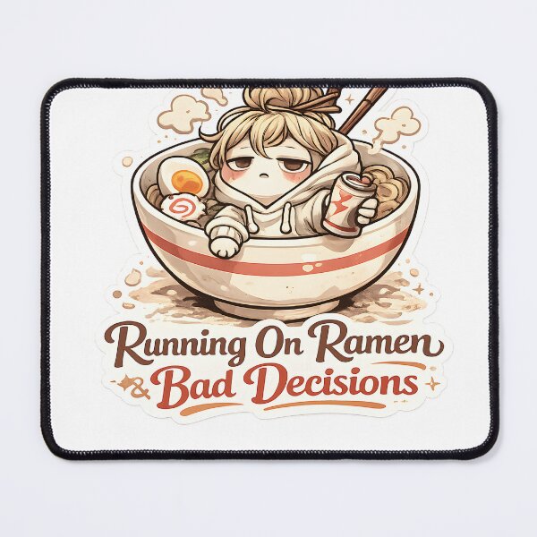 Item preview, Running On Ramen And Bad Decisions Cozy Japanese Food Aesthetic designed and sold by StickyGuys.