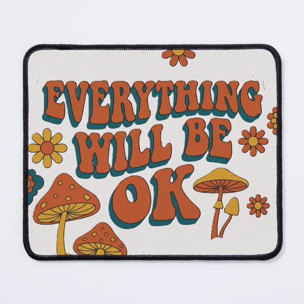 Item preview, Everything Will Be OK Mushroom Design – Retro Cottagecore Positive Quote Aesthetic. designed and sold by UniqueArtsOnly.