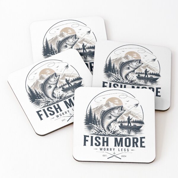 Item preview, Fish More Worry Less Vintage Fishing Adventure Illustration designed and sold by ZadTicaret.