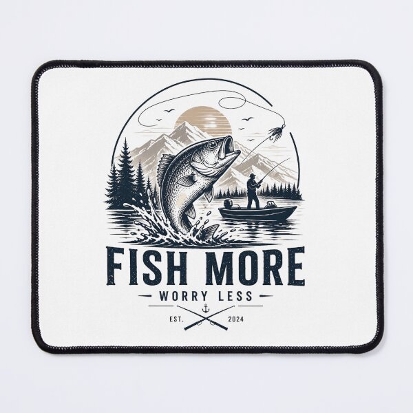 Item preview, Fish More Worry Less Vintage Fishing Adventure Illustration designed and sold by ZadTicaret.