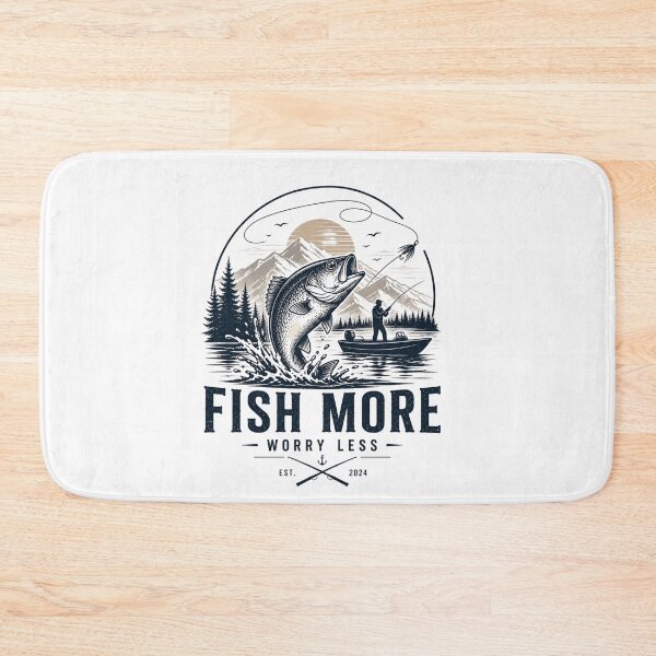 Item preview, Fish More Worry Less Vintage Fishing Adventure Illustration designed and sold by ZadTicaret.