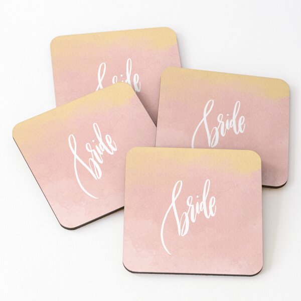 Item preview, Bride Hand Lettered in Modern Calligraphy - Blush Ombre Gold Watercolor Background  designed and sold by breecraftdesigns.