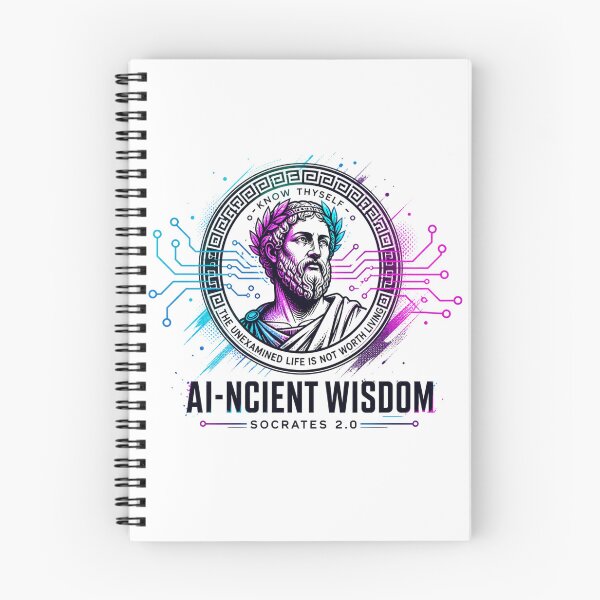 Item preview, AI-ncient Wisdom Socrates 2.0 Cyberpunk Philosophy designed and sold by KireaDesigns.