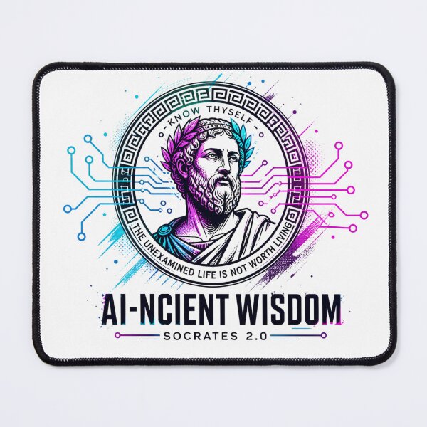 Item preview, AI-ncient Wisdom Socrates 2.0 Cyberpunk Philosophy designed and sold by KireaDesigns.