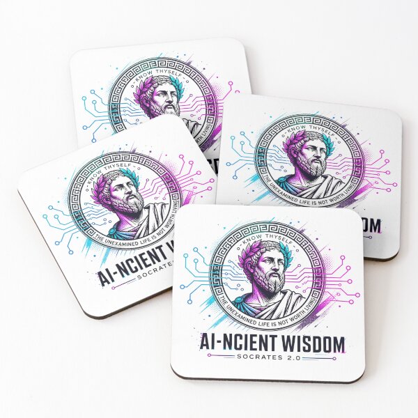 Item preview, AI-ncient Wisdom Socrates 2.0 Cyberpunk Philosophy designed and sold by KireaDesigns.