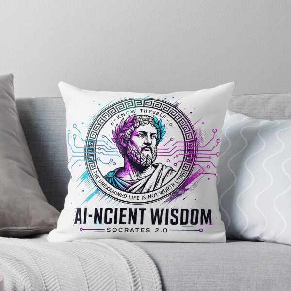 Item preview, AI-ncient Wisdom Socrates 2.0 Cyberpunk Philosophy designed and sold by KireaDesigns.
