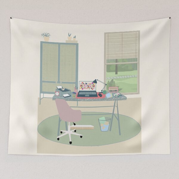 Item preview, Pastel Aesthetic Home Office Illustration  designed and sold by HBBS DESIGNS.
