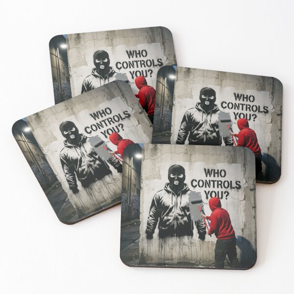 Item preview, Who Controls You? Street Art Stencil Protest Urban Graffiti Design designed and sold by PLUSHIWORLDtm.