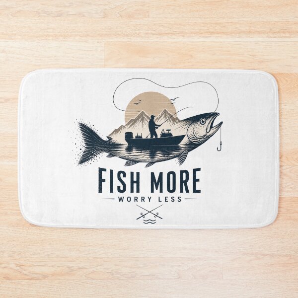 Item preview, Vintage Fishing Adventure Fish More Worry Less Quote designed and sold by ZadTicaret.