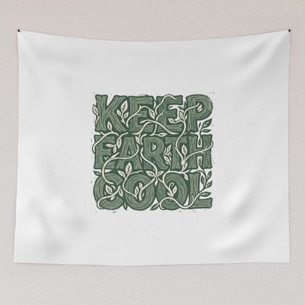 Item preview, Keep Earth Cool Eco Design – Nature Typography Environmental Aesthetic. designed and sold by UniqueArtsOnly.