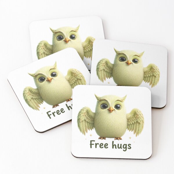 Item preview, Cute Owl Open Wings Illustration Free Hugs  designed and sold by MegaNovaArt.