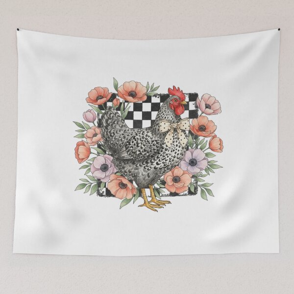Item preview, Checkered Flower Chicken, Chicken, Wildflower Chicken, Chicken, Chicken Lover, Chicken Coquette designed and sold by DesignDenDo ⭐⭐⭐⭐⭐.