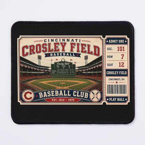 Item preview, Crosley Field Cincinnati Vintage Baseball Shirt, Retro Ballpark ticket , Old Stadium Tee designed and sold by GhostDawgs.
