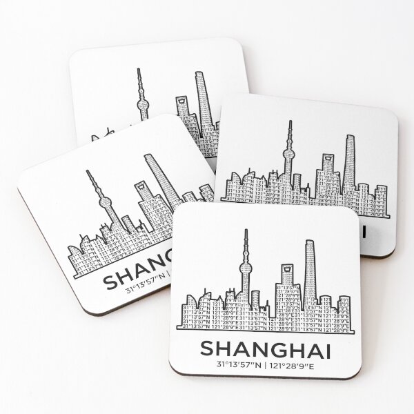 Item preview, Shanghai Coordinates Modern Minimalist Skyline designed and sold by DuckOddity.