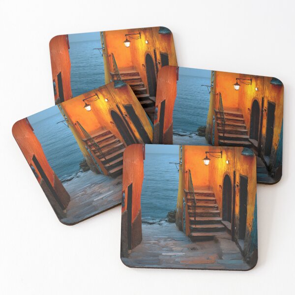 Item preview, Manarola Cinque Terre Italy Night Staircase Sea View Lantern Light designed and sold by daila70.