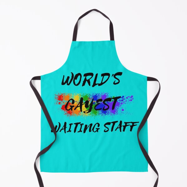 Item preview, World's Gayest Waiting Staff Queer Joke With Rainbow Colors For Pride Month In Cyan designed and sold by LuckyKermit.