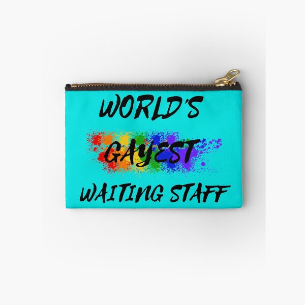 Item preview, World's Gayest Waiting Staff Queer Joke With Rainbow Colors For Pride Month In Cyan designed and sold by LuckyKermit.