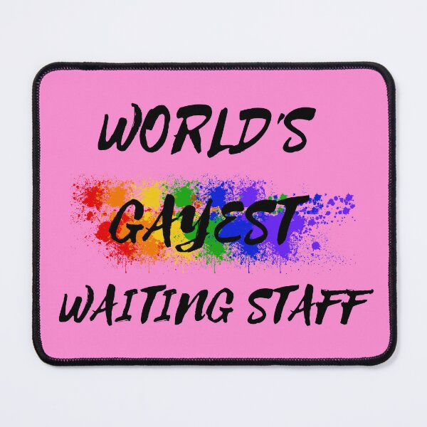 Item preview, World's Gayest Waiting Staff Queer Joke With Rainbow Colors For Pride Month In Pink designed and sold by LuckyKermit.