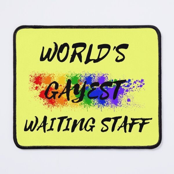 Item preview, World's Gayest Waiting Staff Queer Joke With Rainbow Colors For Pride Month In Yellow designed and sold by LuckyKermit.