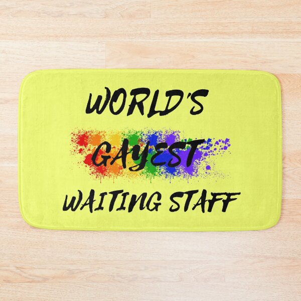 Item preview, World's Gayest Waiting Staff Queer Joke With Rainbow Colors For Pride Month In Yellow designed and sold by LuckyKermit.