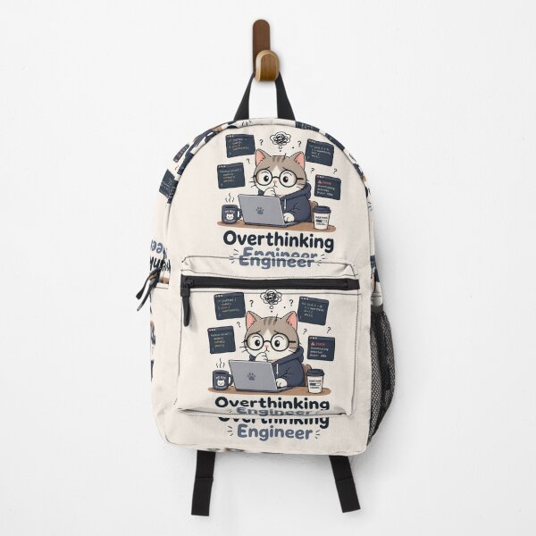 Item preview, Overthinking Engineer - Cute Programmer Cat & Coding Humor designed and sold by goodcrystals.