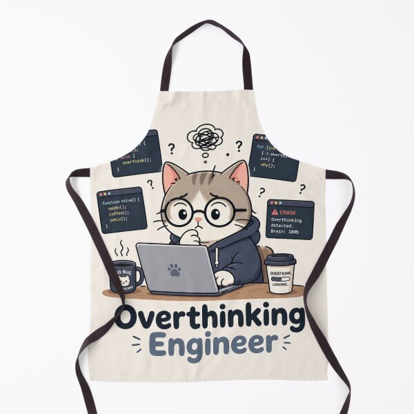 Item preview, Overthinking Engineer - Cute Programmer Cat & Coding Humor designed and sold by goodcrystals.