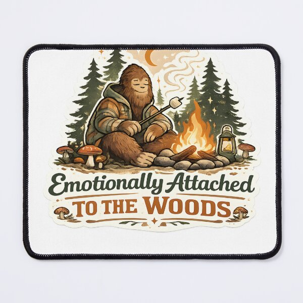 Item preview, Emotionally Attached To The Woods Cozy Bigfoot Camping Aesthetic designed and sold by StickyGuys.
