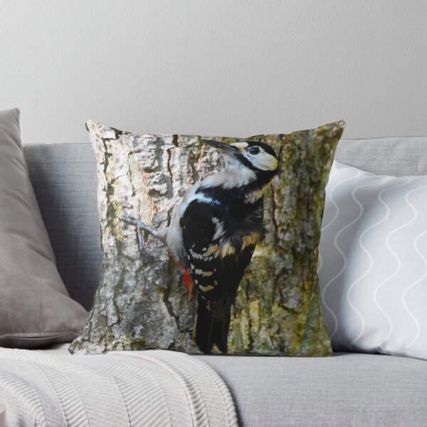 Item preview, Male Great Spotted Woodpecker Clinging to Tree Bark designed and sold by Shanguai.