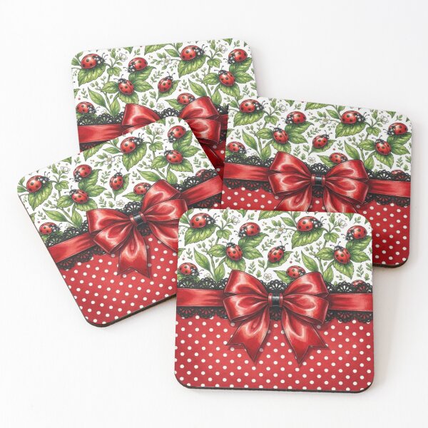 Item preview, Ladybugs and Laced Red Ribbon Design designed and sold by purplesensation.