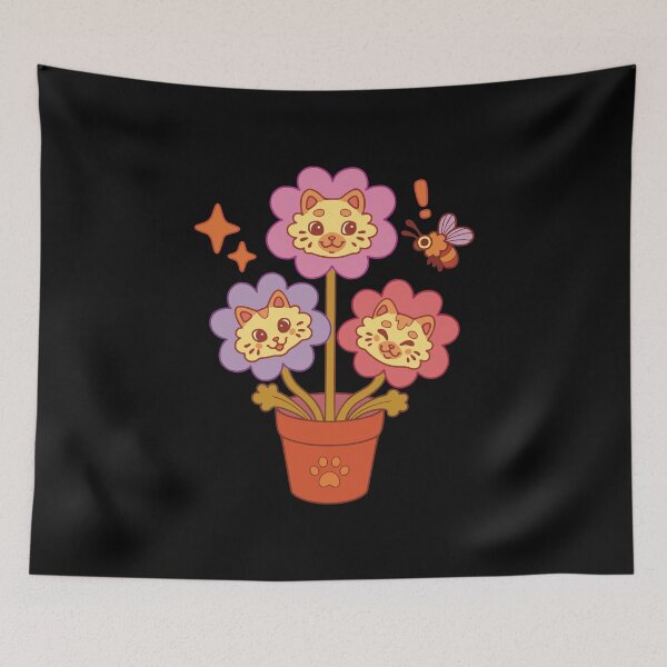 Item preview, Cat flower - dark version designed and sold by Erika Vaigel Creations.