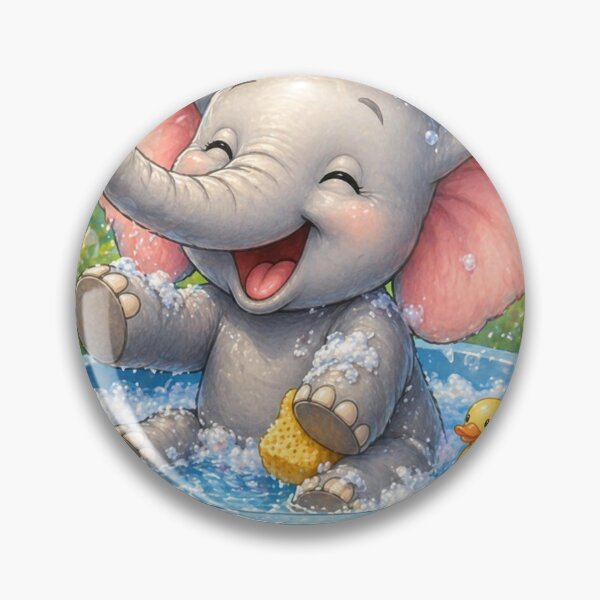 Item preview, Cute Baby Elephant Bath Time Fun Illustration designed and sold by Hafcishop.